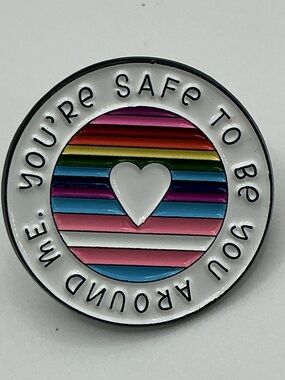 LGBTQ RAINBOW PRIDE FLAG ROUND ALLY PIN UNISEX YOUR FREE TO BE YOU AROUND ME